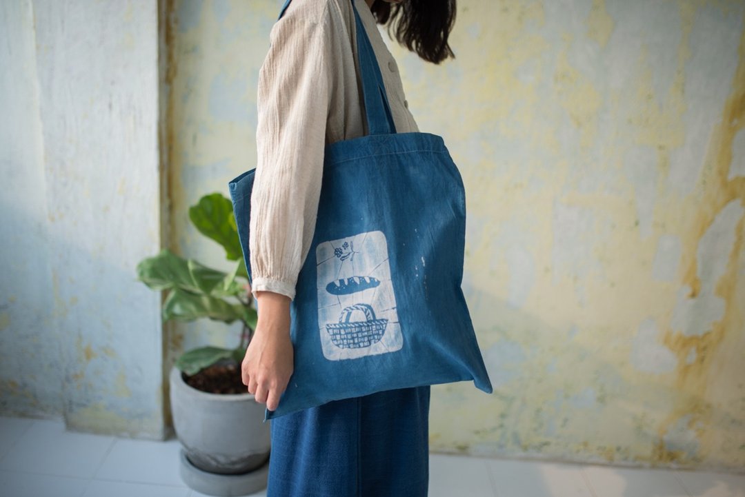 PICNIC : Katazome Dyeing Technic | The Indigo Tote Bag - 其他 - 棉 蓝色