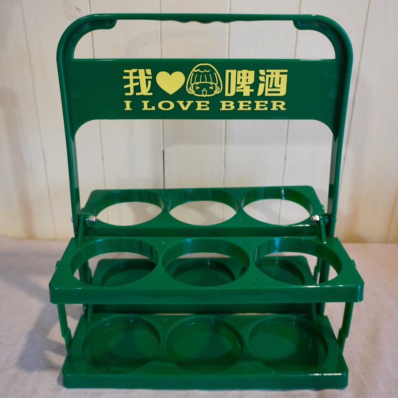 可折叠饮料架 我爱啤酒 - 随行杯提袋/水壶袋 - 塑料 绿色