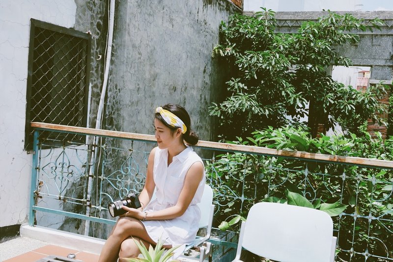 向阳 绑带式 松紧窄版 手工发带 - 发带/发箍 - 棉．麻 黄色