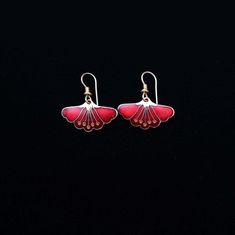 南瓜Vintage。 1980's Laurel Burch 手工 珐琅 针式 耳环 - 耳环/耳夹 - 珐琅 