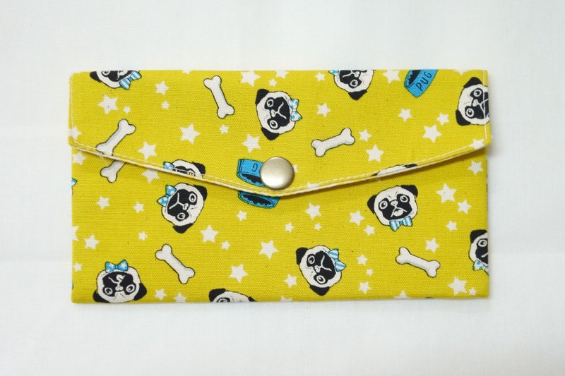 玩布手作。法国斗牛犬(黄) 红包袋 存折 收纳袋 - 皮夹/钱包 - 棉．麻 黄色