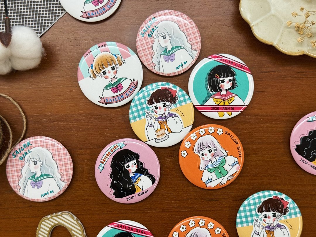 胸章 水手服少女-80s - 胸针 - 塑料 