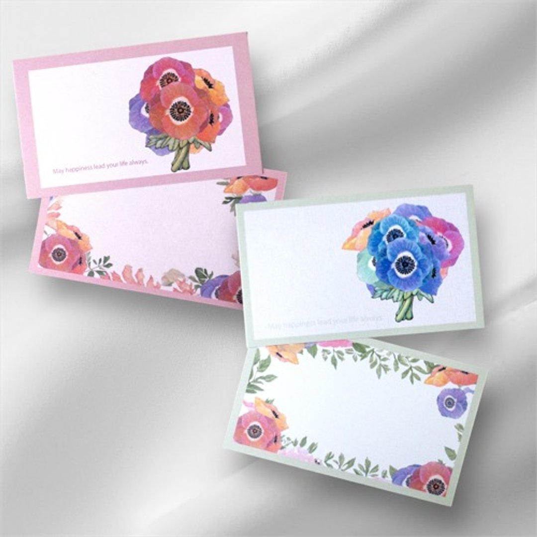 祝福卡信封组 / 紫 Anemone 花束 - 卡片/明信片 - 纸 