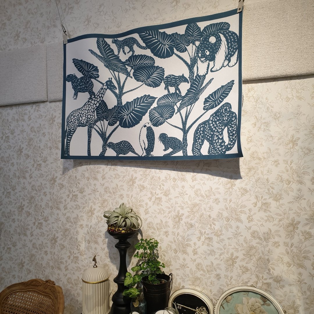 动物剪影 厚毛毡挂毯 - 海报/装饰画/版画 - 聚酯纤维 