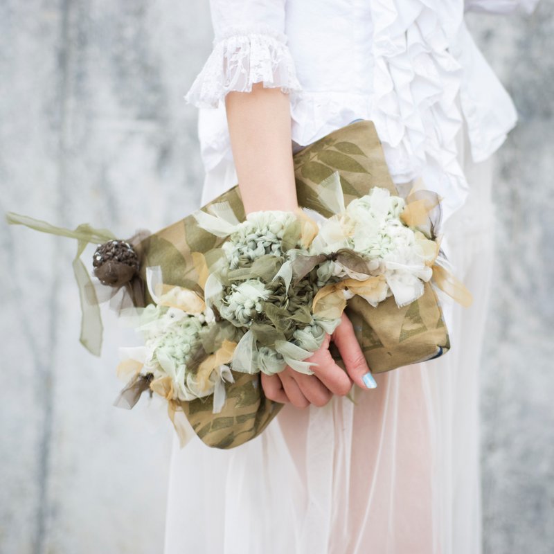 我的台湾印象_花漾编织花朵手拿包・台湾 - 手提包/手提袋 - 棉．麻 绿色