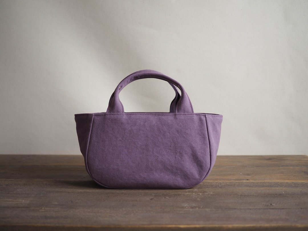 Made-to-order round tote with lid S Murasaki - 手提包/手提袋 - 棉 紫色