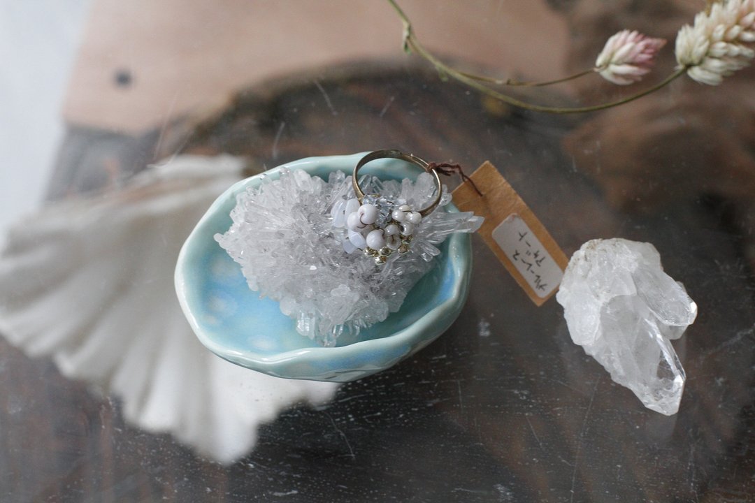 纯手捏不规则花朵造型陶瓷小碟/酱汁碟/线香盘/水晶盘/饰品碟36 - 盘子/餐盘/盘架 - 陶 蓝色