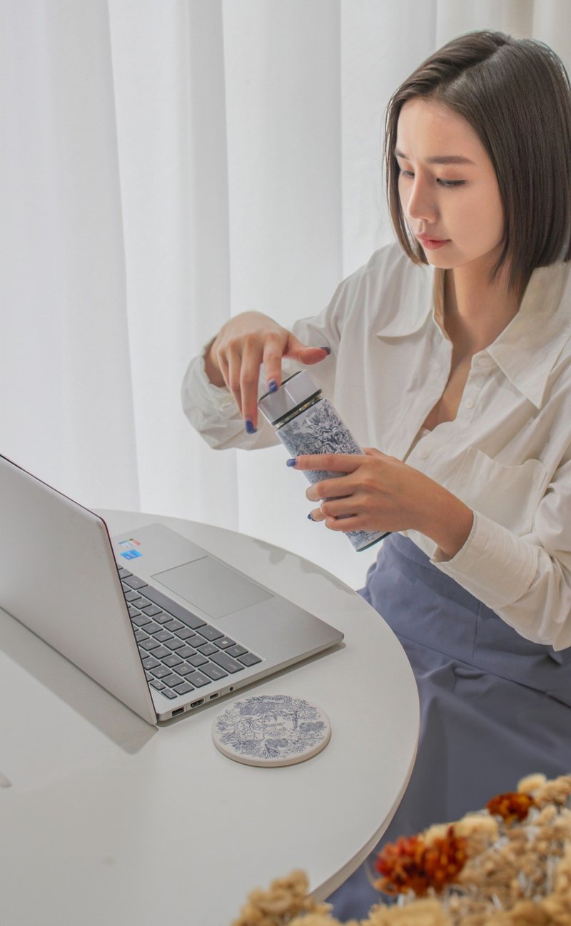 凡尔赛茹伊灰蓝色保温杯(360ml) - 保温瓶/保温杯 - 不锈钢 蓝色