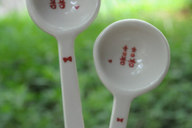 小红囍字-双囍对匙 - 餐刀/叉/匙组合 - 瓷 红色