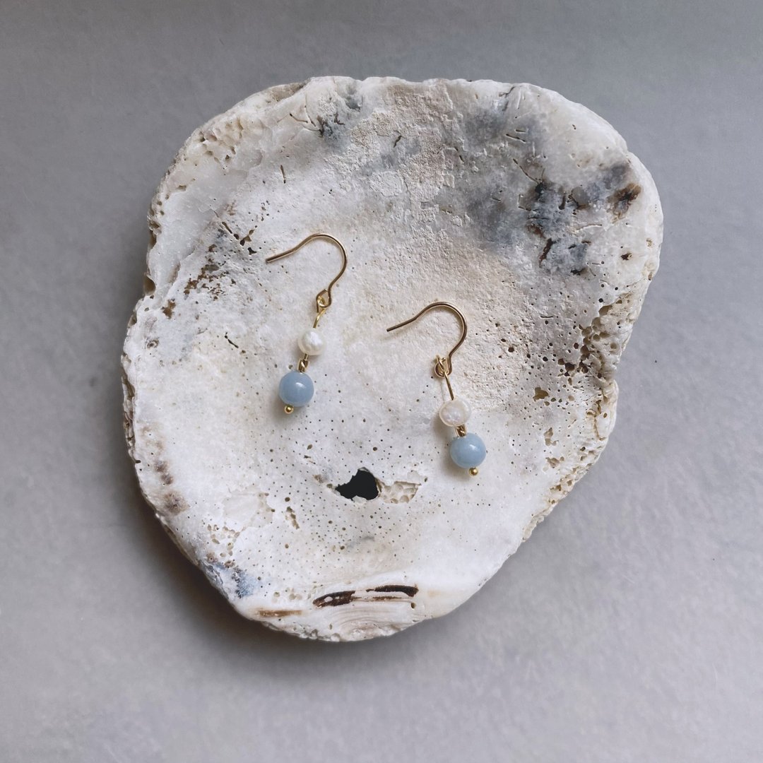 14K包金珍珠耳环_StellaLou 14KGF earrings - 耳环/耳夹 - 珍珠 白色