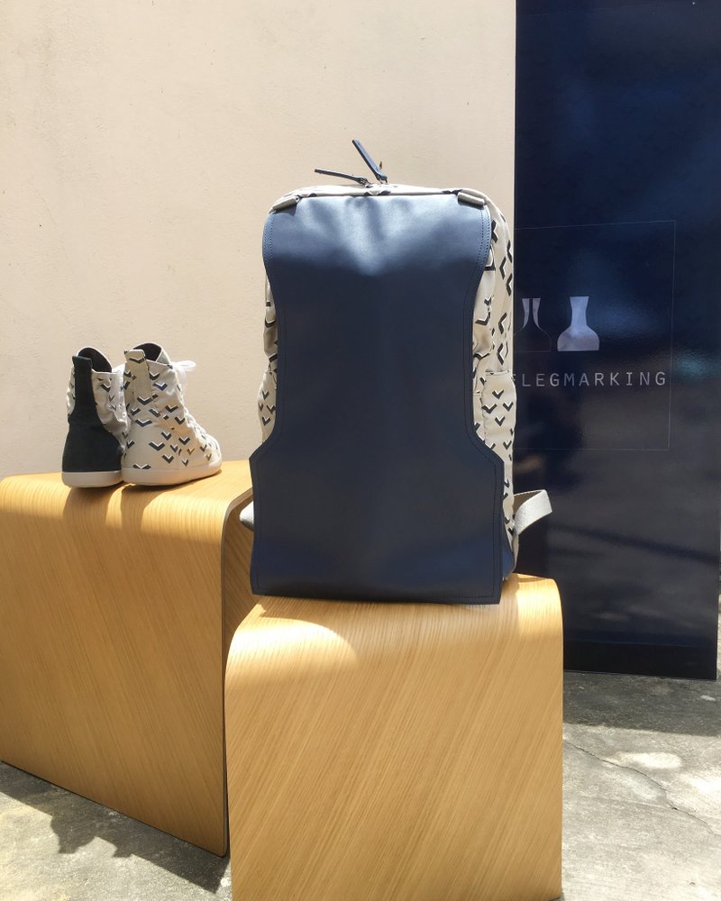 新品 ! ! 三角鹰款 No4 棉质束口后背包 / 电脑包 / 旅行包 - 后背包/双肩包 - 棉．麻 蓝色