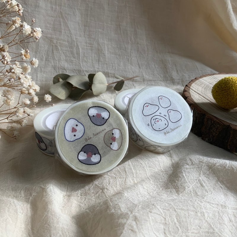 【快速出货】纸胶带/大福啾啾两入组/日本和纸/文鸟/手帐胶带 - 纸胶带 - 纸 白色