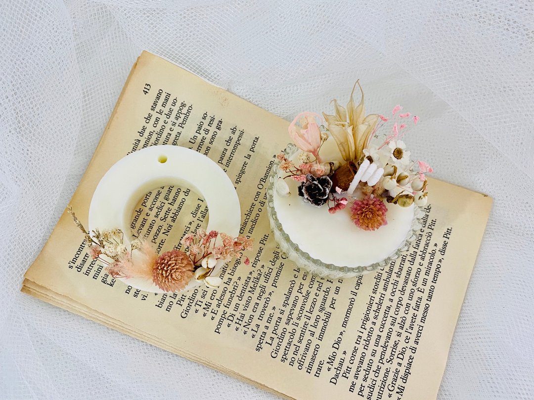 手作香氛品体验课-干燥花容器蜡烛与香氛蜡片 - 蜡烛/香氛 - 蜡 