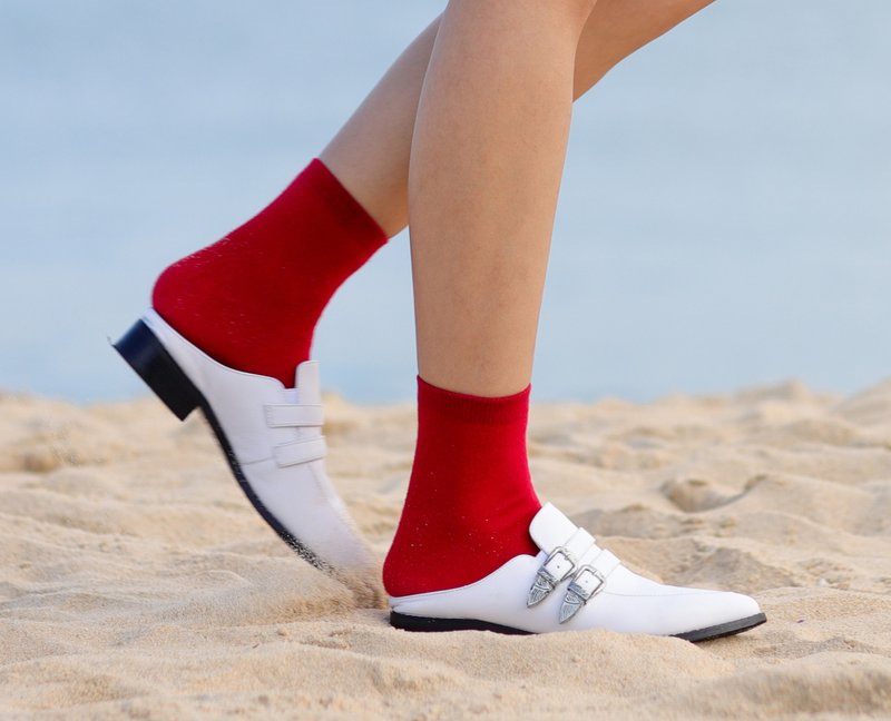 Fw/17 white leather Mule laofer - 女款休闲鞋 - 真皮 白色