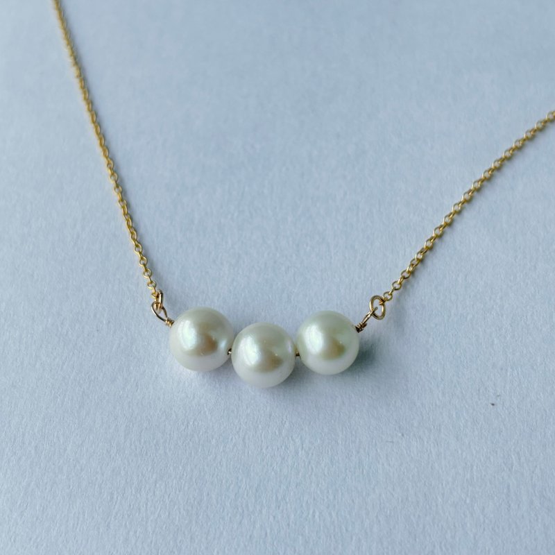 日本Akoya珍珠  项链 14KGF - 项链 - 珍珠 白色