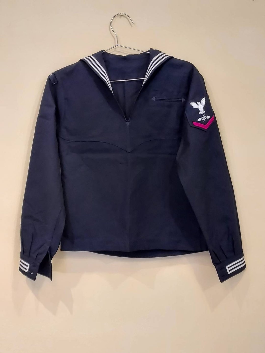 古着 美国海军公发 深蓝色 羊毛 水手水兵服 套头外套K款 - 男装衬衫 - 羊毛 蓝色