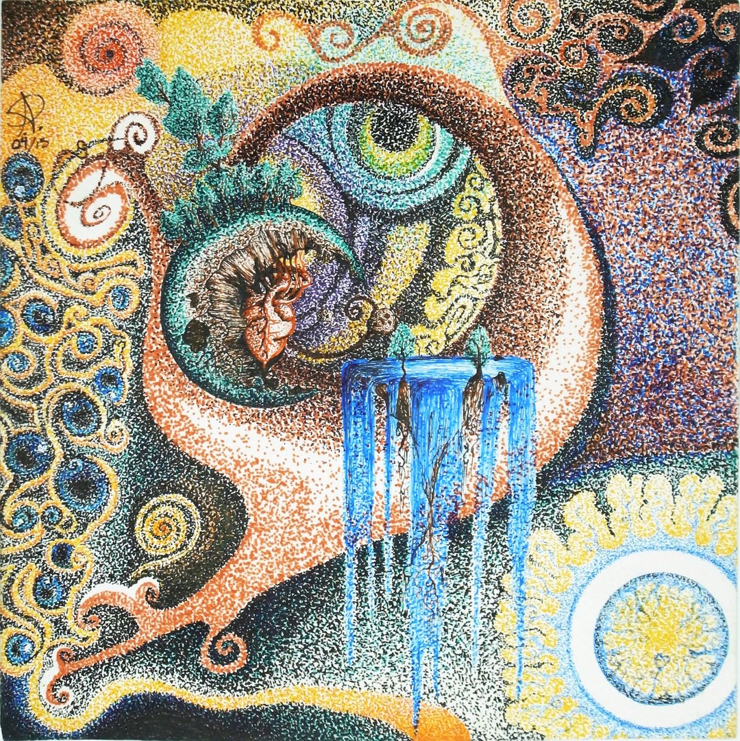 树，心脏，和瀑布<印刷副本> - 海报/装饰画/版画 - 纸 多色