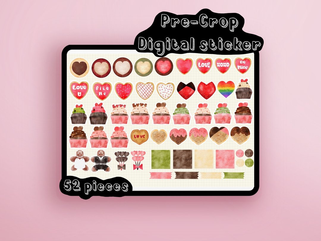 Sweet Valentine Digital Stickers - 电脑手机桌布/贴图/App 图示 - 其他材质 