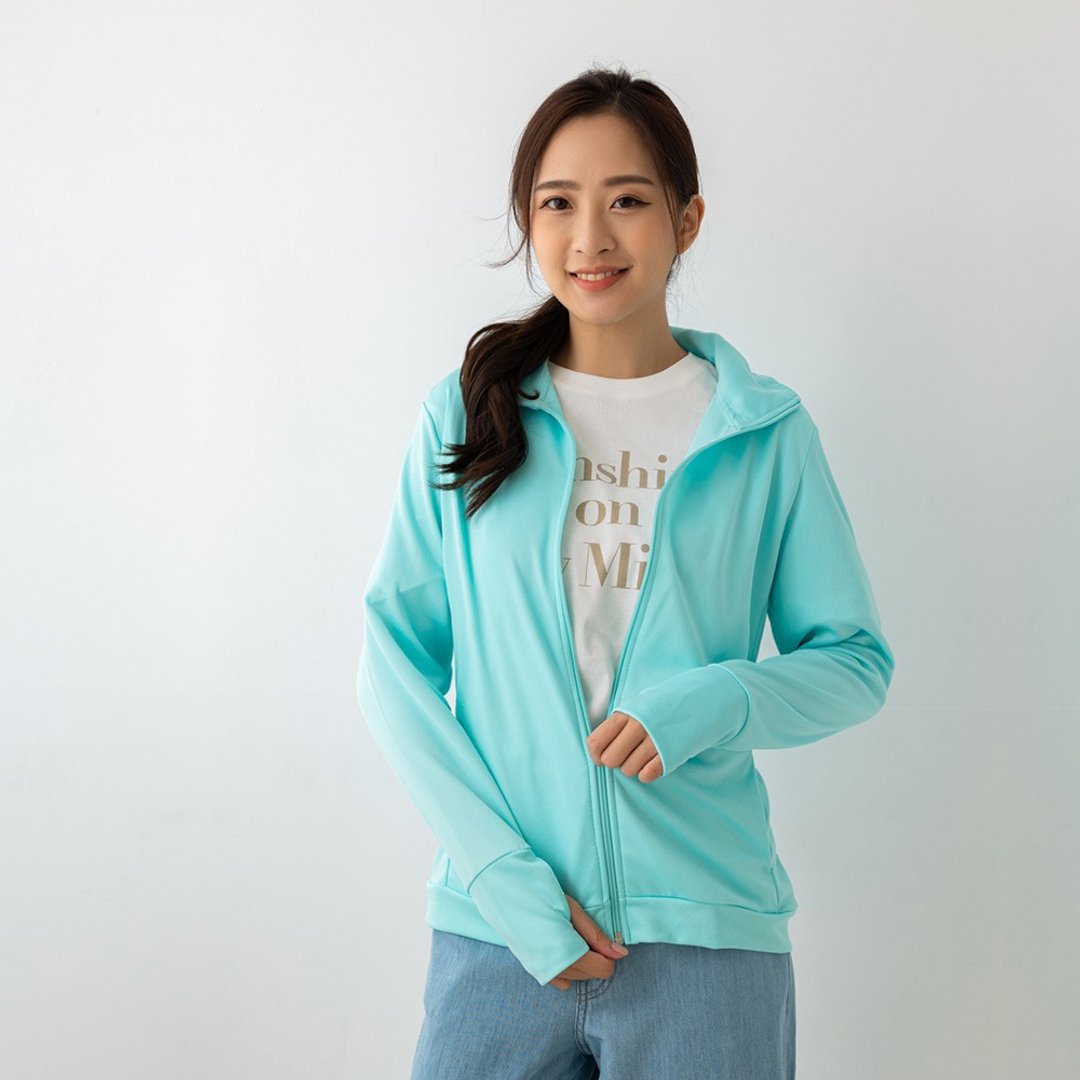 UPF50+吸湿排汗女防晒外套_立领湖绿 - 女装休闲/机能外套 - 聚酯纤维 透明