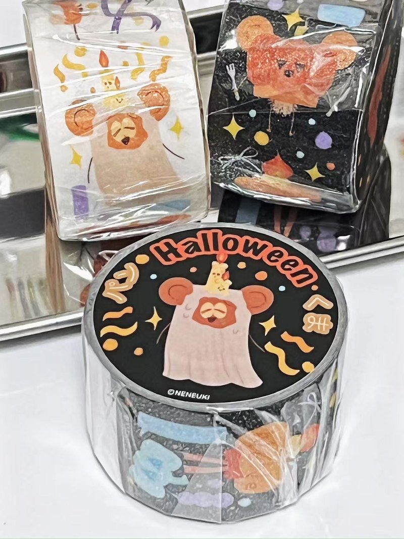 万圣节面包熊 - 黑色屏蔽胶带 - 纸胶带 - 纸 