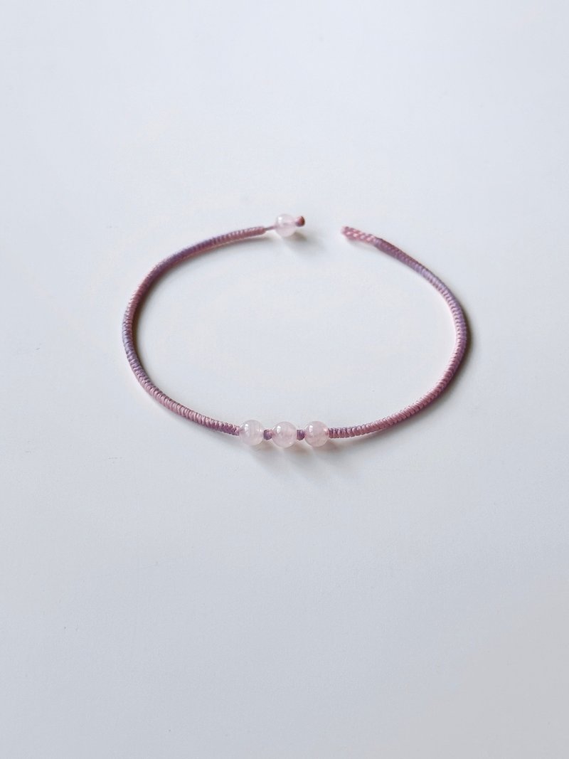 粉晶*3 粉色系 极细 金刚结 蜡线手环 / 心愿 - 手链/手环 - 其他材质 粉红色