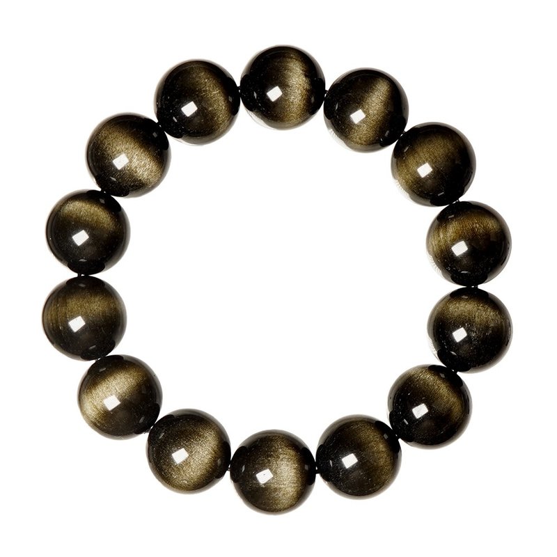 【正佳珠宝】金曜石 超顶级猫眼金曜 15.8-16.2mm 猫眼金曜石手珠 - 手链/手环 - 半宝石 多色