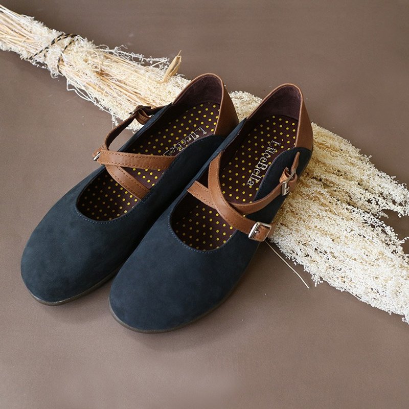 【换季特卖】森林乐谱-磨毛圆头鞋_蓝色 - 女款休闲鞋 - 真皮 蓝色
