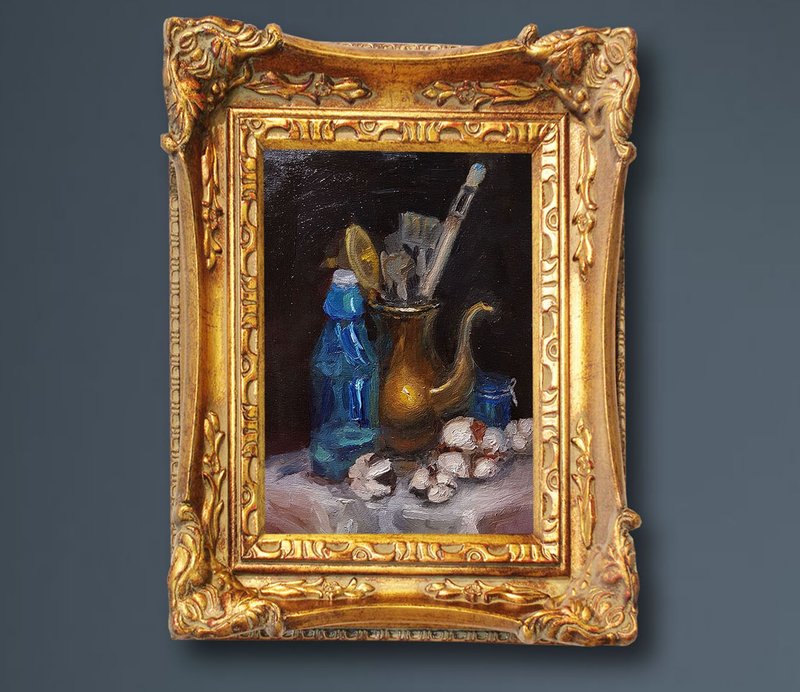 玻璃画静物原画棉花画印象派艺术12乘8 - 墙贴/壁贴 - 其他材质 蓝色