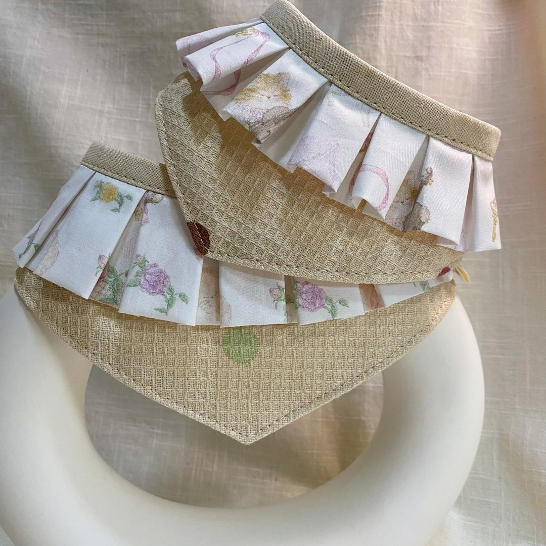 发裁手作。Facai Handmade 宠物领巾 毛孩玛格领_躲猫猫冰淇淋 - 项圈/牵绳 - 棉 卡其色