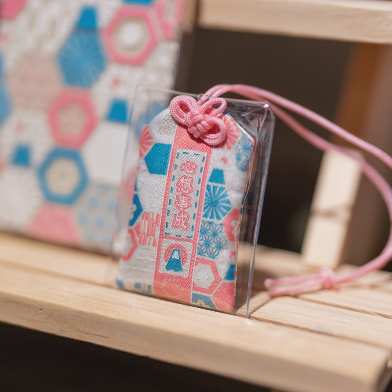 【御守】心想事成 / 六角磁砖富士山 / 粉 - 吊饰 - 棉．麻 粉红色