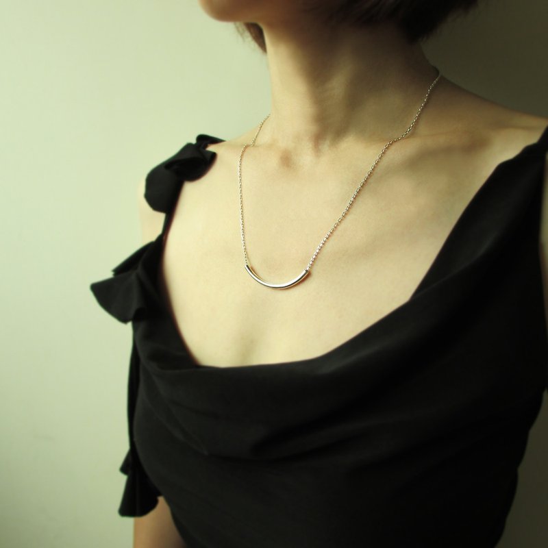 tube necklace_圆管项链 | 925纯银 限量 设计师手作 - 项链 - 银 银色