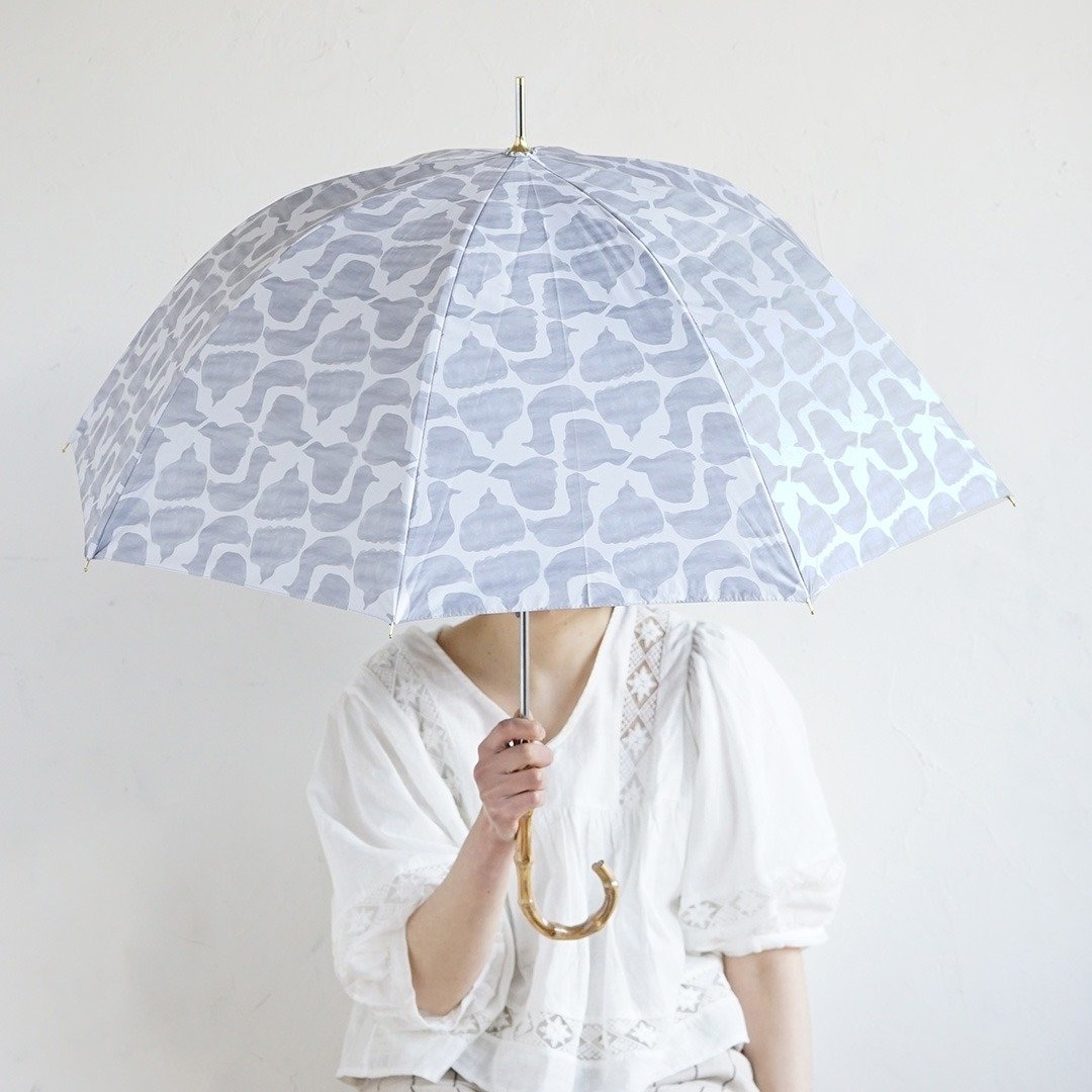 竹把 UV防护手开式长伞 鸟 紫外线99.9%防护 晴雨两用 日伞 - 雨伞/雨衣 - 防水材质 灰色