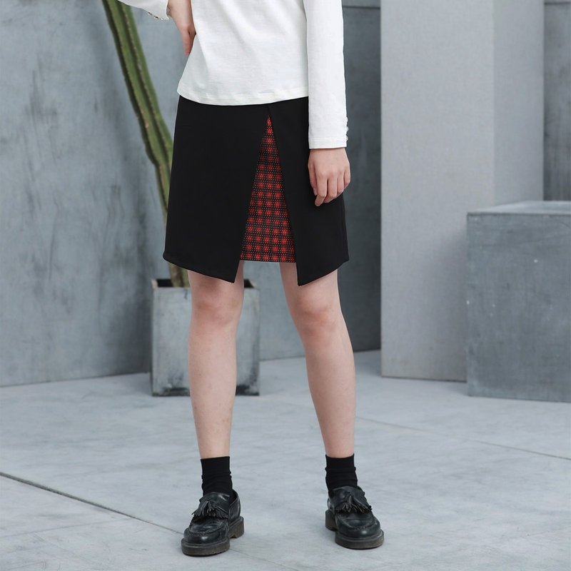 安妮陈2016秋装包臀裙一步裙半身裙中裙女韩版修身显瘦裙子拼接款洋装 - 裙子 - 棉．麻 黑色