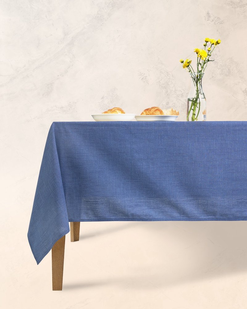 Han&Co. Table Cloth – Blue Slub | Blue Slub HCTBC05 桌布 - 餐桌/书桌 - 棉．麻 蓝色