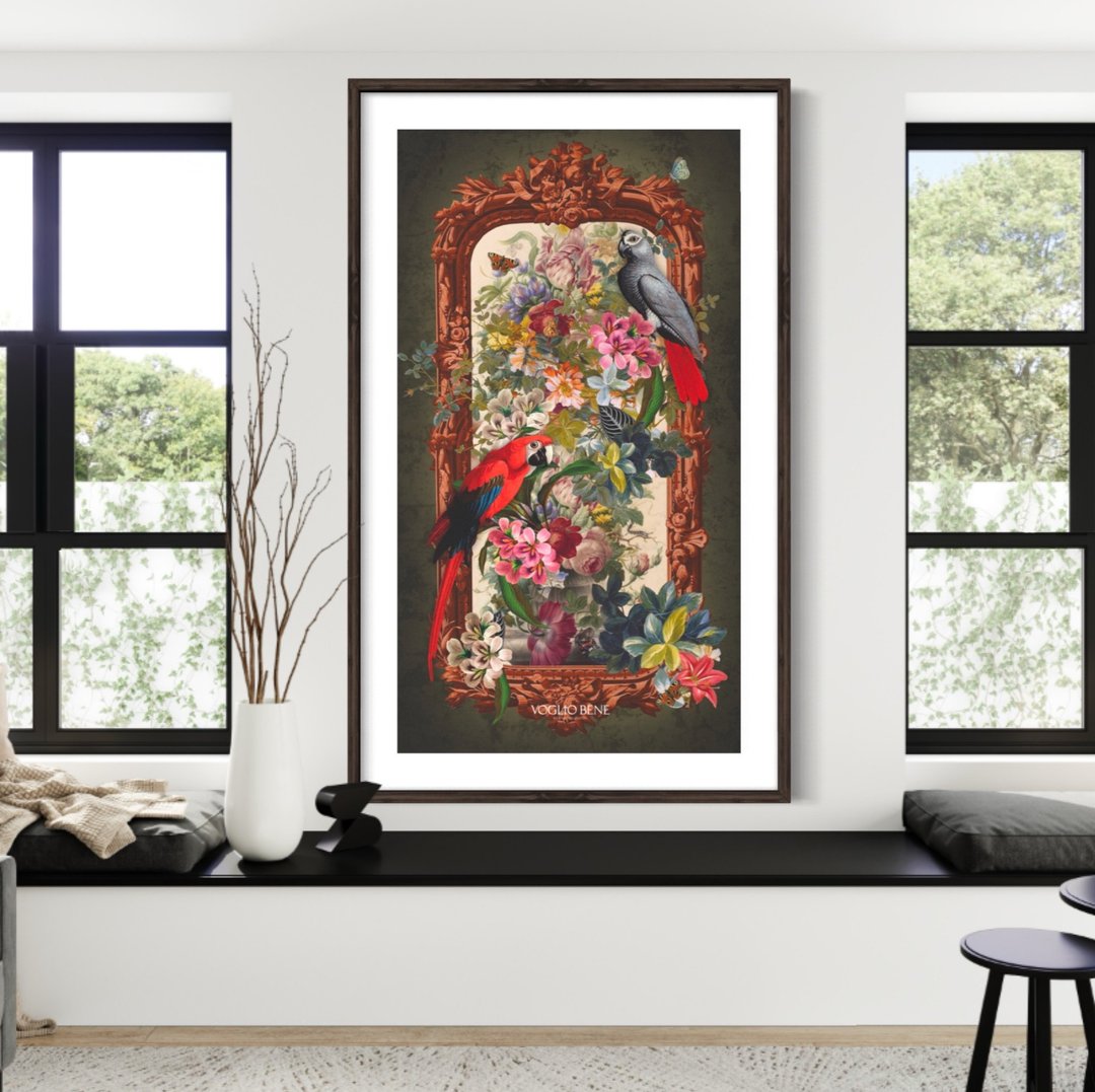 法国VOGLIO BENE 鹦鹉 超大型挂画/挂布/壁挂/装饰画 文艺复兴 - 海报/装饰画/版画 - 聚酯纤维 绿色