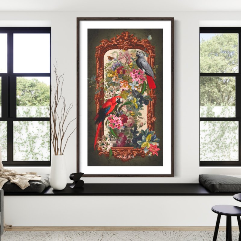 法国VOGLIO BENE 鹦鹉 超大型挂画/挂布/壁挂/装饰画 文艺复兴 - 海报/装饰画/版画 - 聚酯纤维 绿色