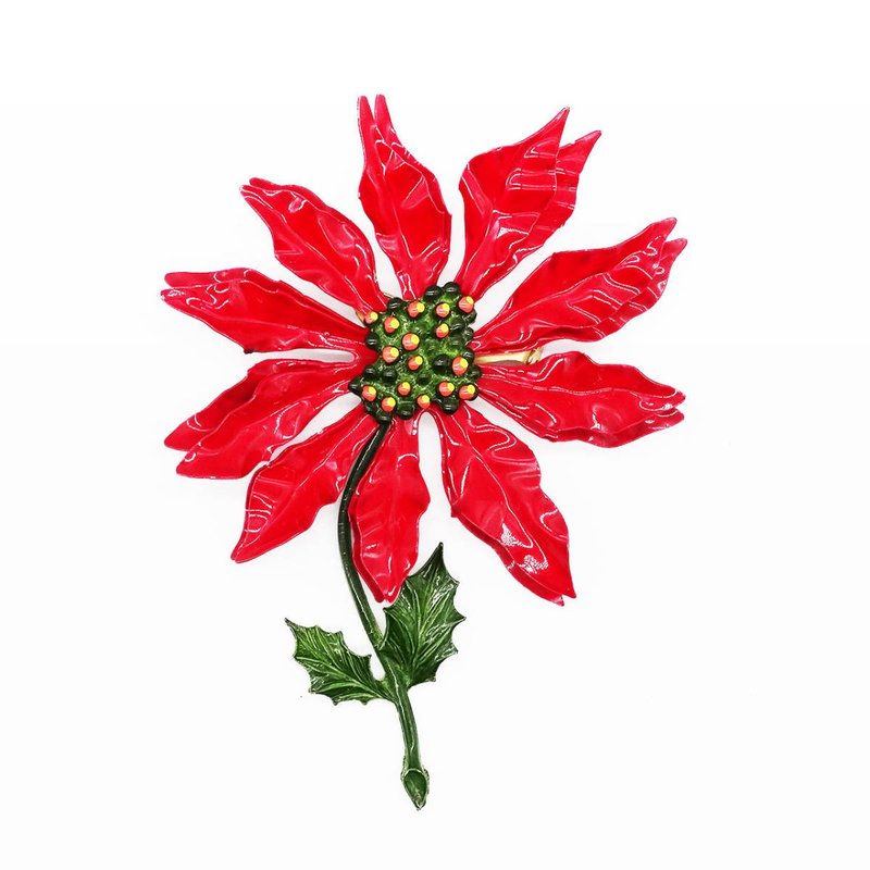 60s USA vintage big flower brooch - 胸针 - 其他金属 红色