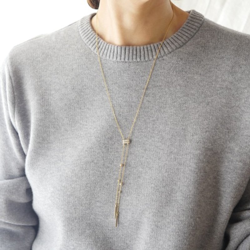 金属防过敏 〇 外科不锈钢〇 氧化锆滑长项链 Y 型长套索 - 项链 - 其他金属 