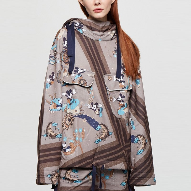 (DW台湾独家)星夜米奇 中性连帽长袖卫衣(卡其) │Disney - 中性连帽卫衣/T 恤 - 棉．麻 