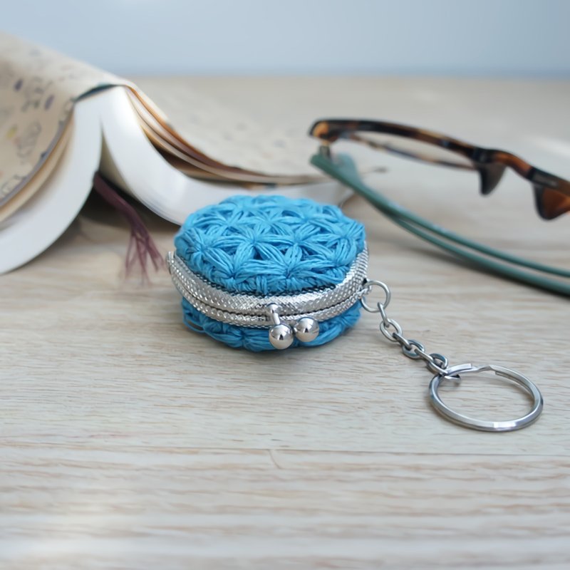 Ba-ba handmade Jasmine Stitch crochet mini-coinpurse No.C1188 - 零钱包 - 其他材质 蓝色