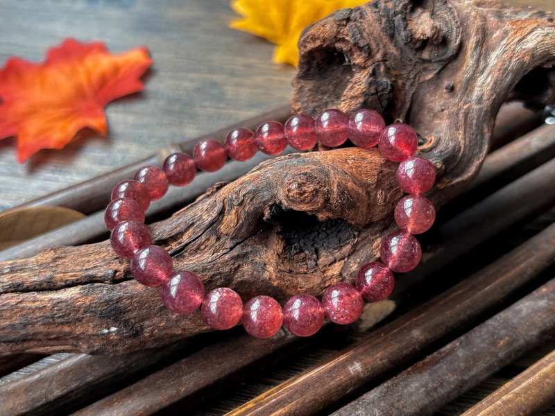 【一物一图】天然8mm草莓晶手链 - 手链/手环 - 水晶 红色