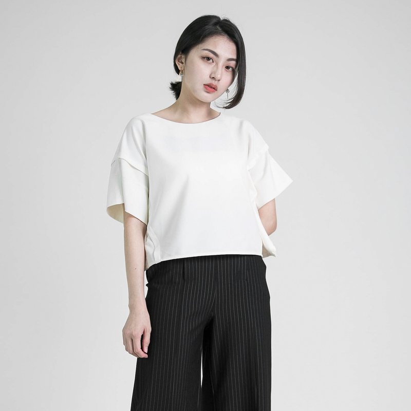 Derrida 德希达造型上衣_8SF005_米白 - 女装上衣 - 棉．麻 白色