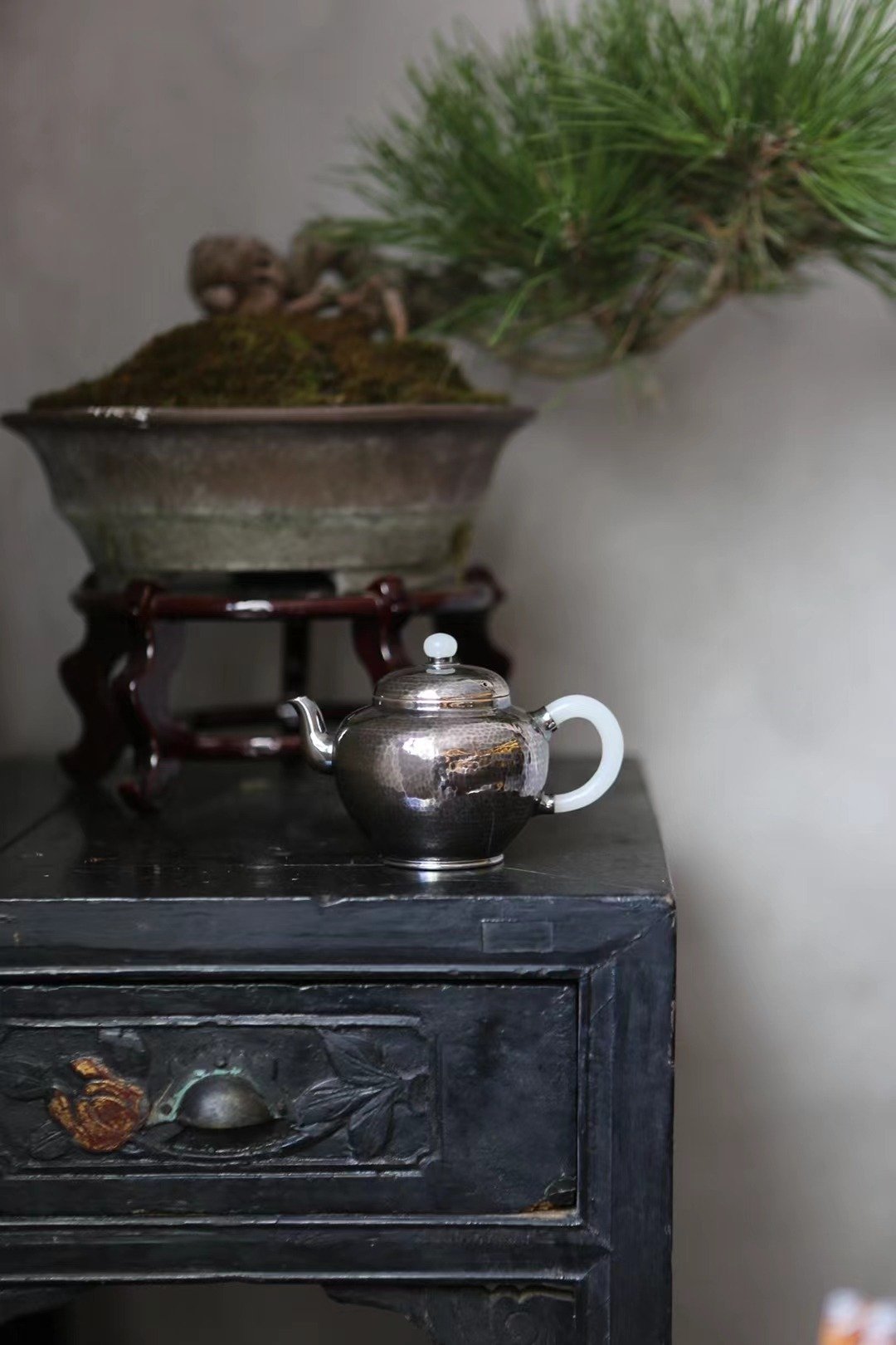 尚帧品 玉把宫灯纯银急须 银壶泡茶壶 纯银9999 纯手工 200cc - 茶具/茶杯 - 纯银 