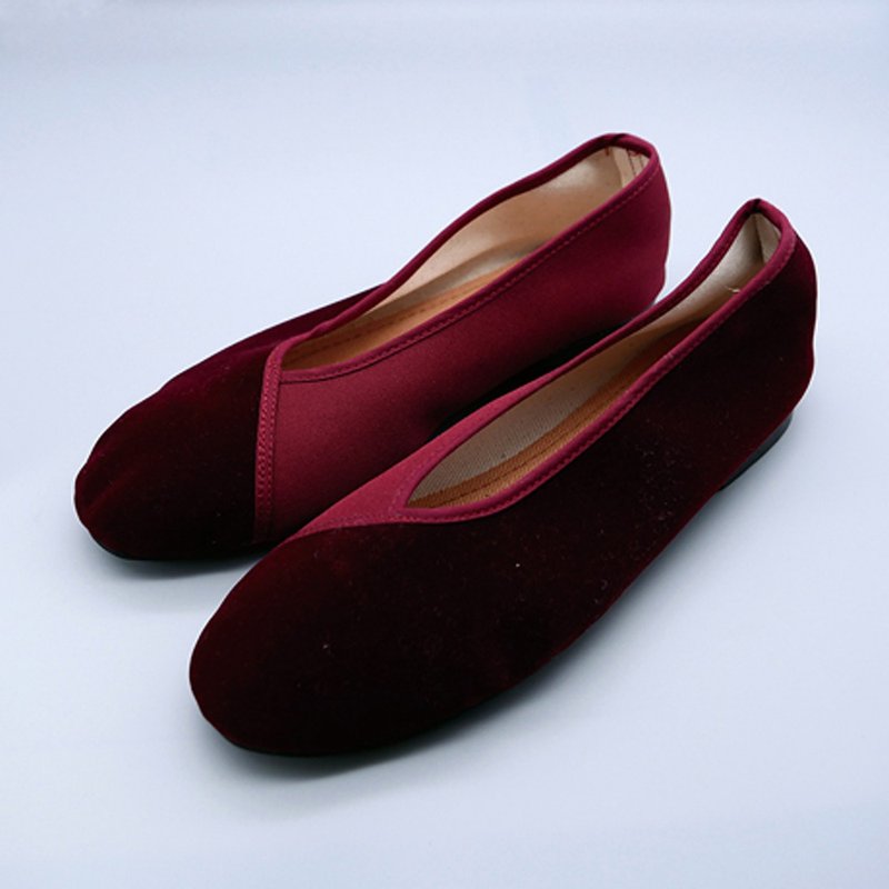 Velvet shoes / Red - 芭蕾鞋/娃娃鞋 - 棉．麻 红色