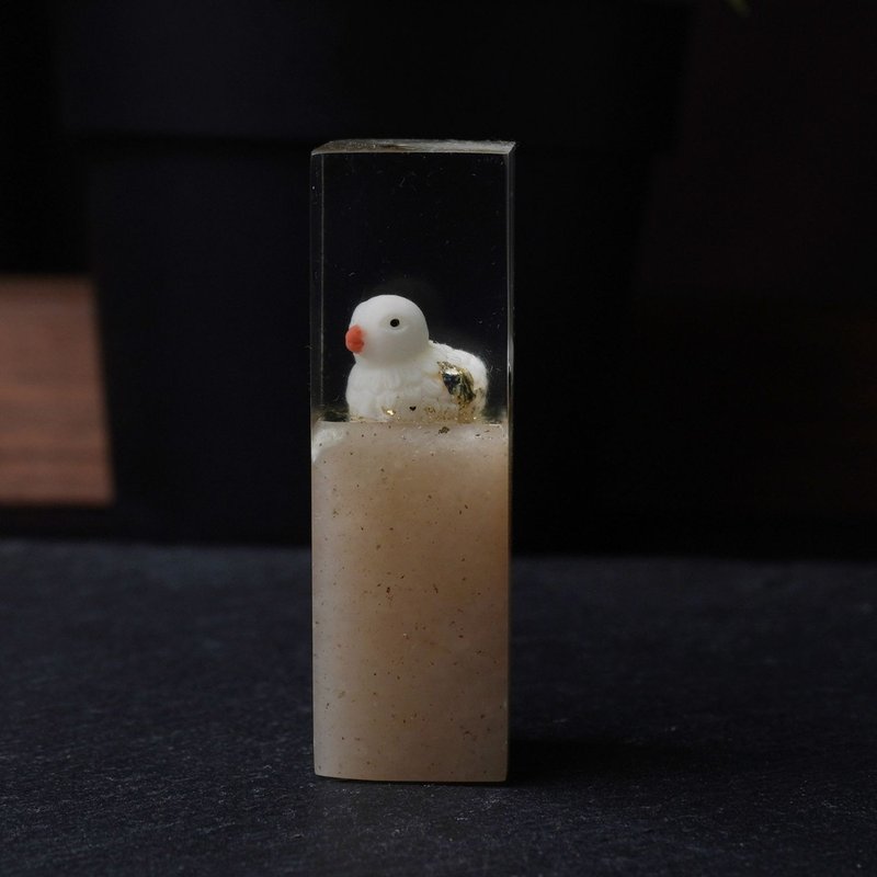 定制化手工印章-可爱白鸟树脂印章树脂印章 1.7x1.7 CM|篆刻印章 - 印章/印台 - 石头 
