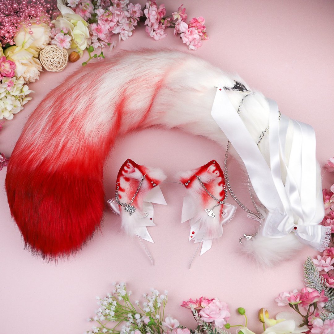 Vampire Kitten Ears and Tail Set - 发饰 - 其他人造纤维 红色