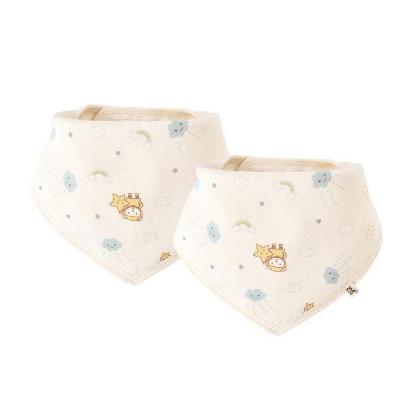 【SISSO有机棉】云朵飞飞纱布三角巾(二入组) - 围嘴/口水巾 - 棉．麻 白色