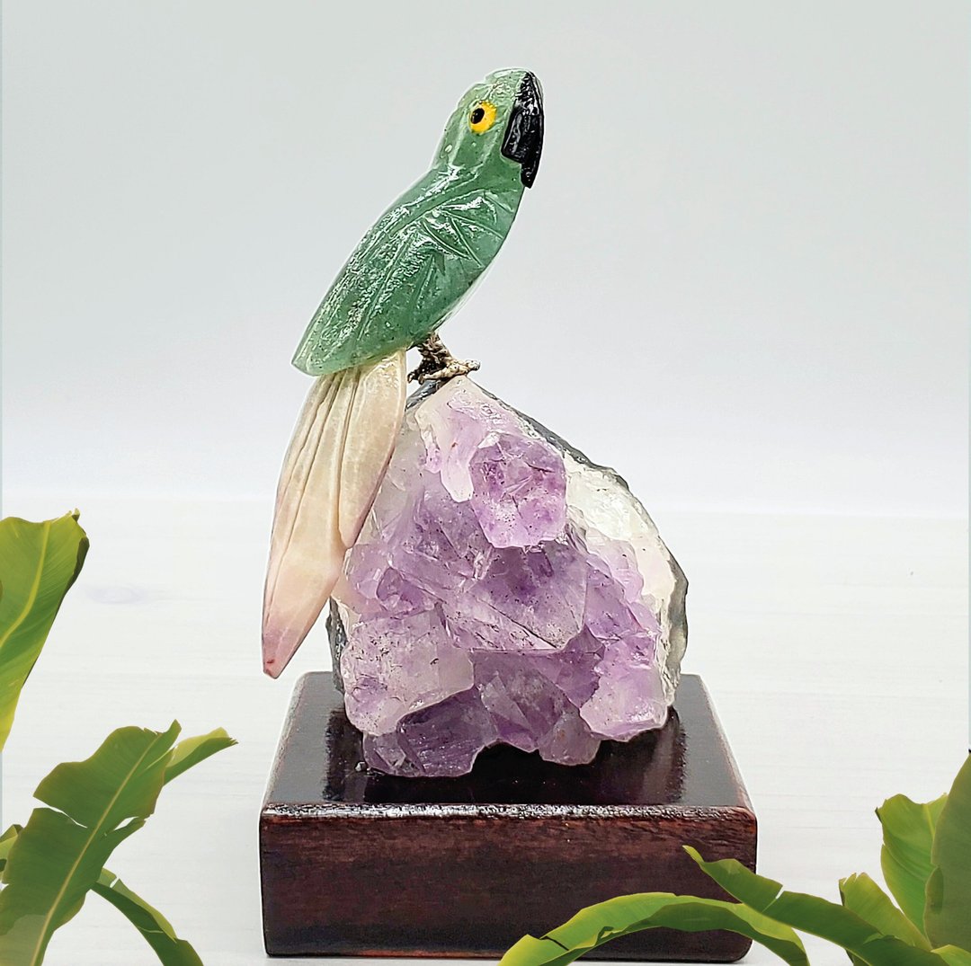 水晶鹦鹉 愿望显化  *巴西直送手工艺品 疗愈水晶鸟* p1 紫水晶镇 - 摆饰 - 水晶 