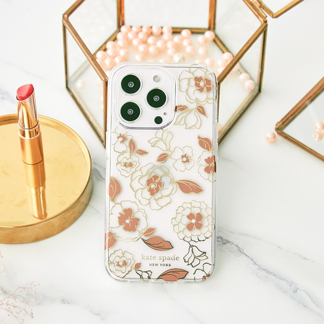 kate spade iPhone 16e /14 系列 精品手机壳 金色年华 - 手机壳/手机套 - 塑料 金色