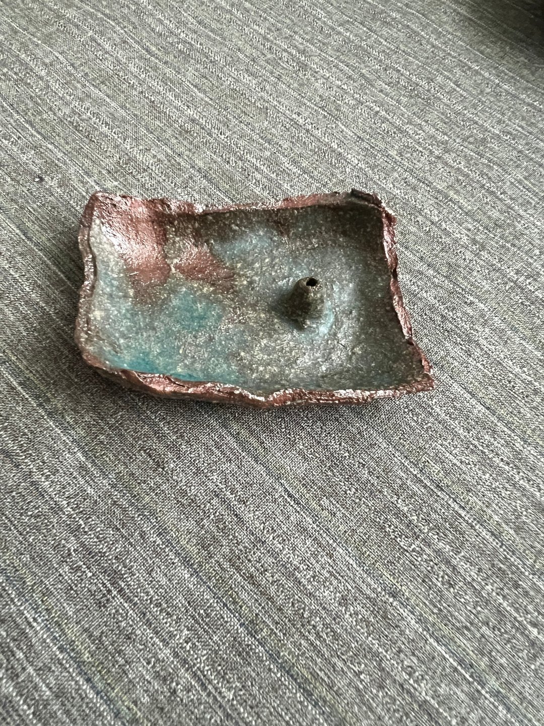 红棕色的豆皿 可置放饰品 香座 8.6 x 6 x 1.8 cm - 摆饰 - 陶 